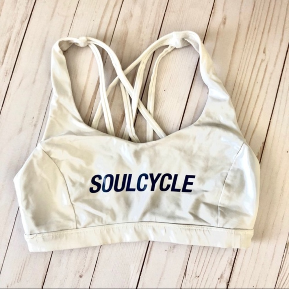 RARE white navy Soulcycle X Lululemon Energy bra 6